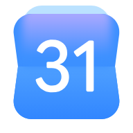 Blue rounded calendar tile displaying the number 31 on a blue gradient background.