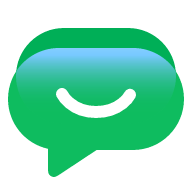 Green chat bubble icon with a white smiling mouth, representing messaging.