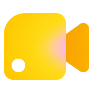 Bright yellow rounded badge with a notch on the right and a white circle near the left edge, with a pink glow in the center.